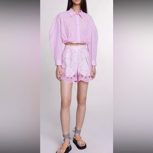 Maje Ramie cropped Pink Blouse AS IS!